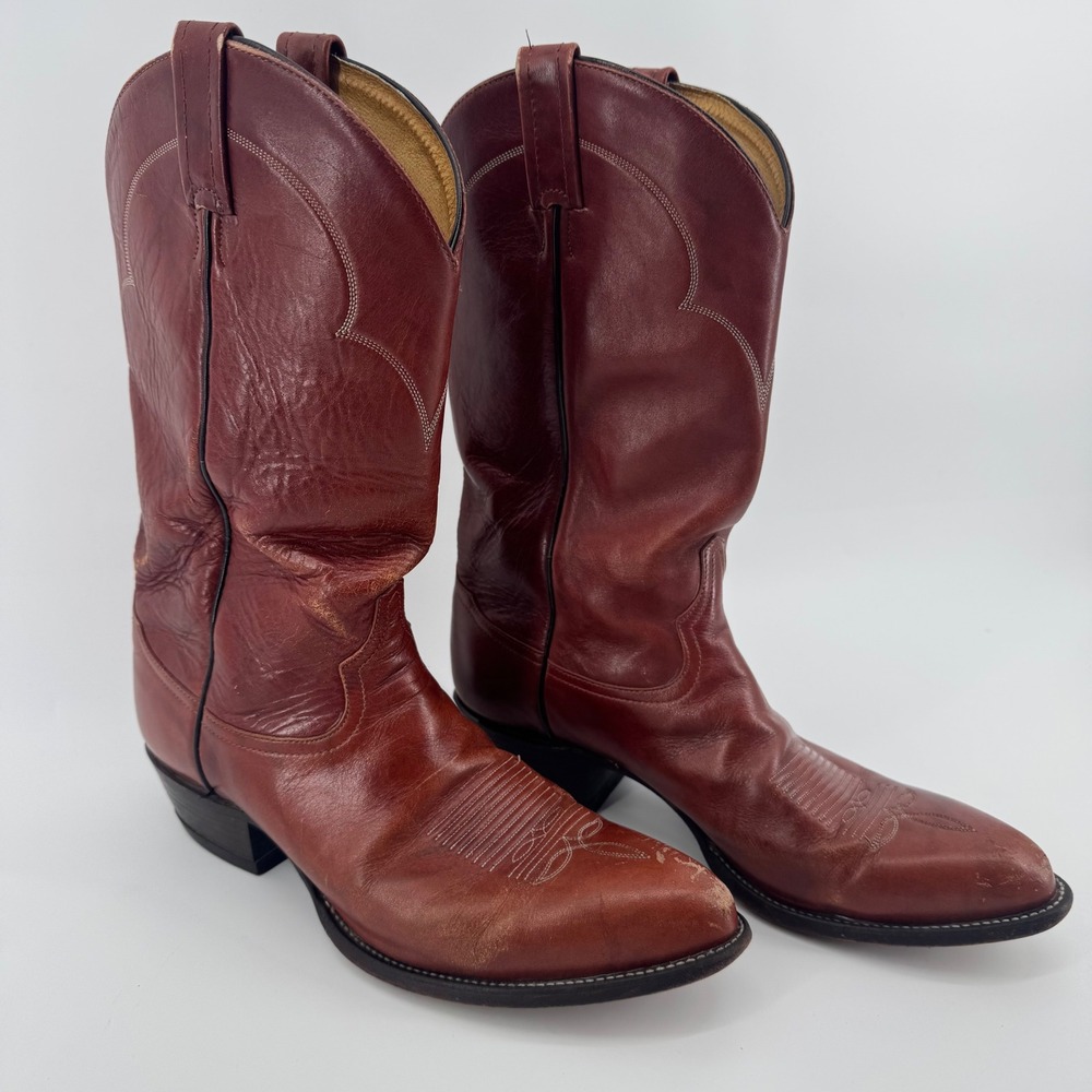 Tony Lama Cowboy Boots Mens 12 B Brown Leather Western Pointed Toe 5084